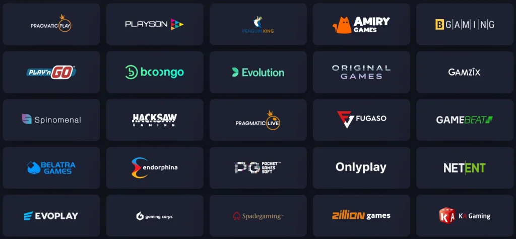 Jokabet Casino game providers section with Pragmatic Play, Evolution, NetEnt, BGaming, Playson and other logos