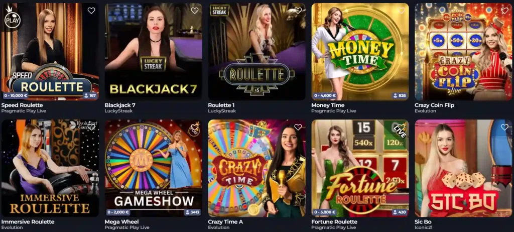 Jokabet Casino live casino lobby with roulette, blackjack, game shows and live dealer titles